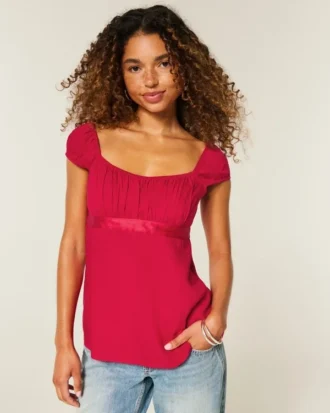 Top babydoll com laço em cetim fácil