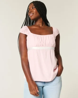 Top babydoll com laço em cetim fácil