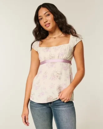 Top babydoll com laço em cetim fácil