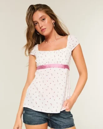 Top babydoll com laço em cetim fácil