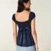 Top babydoll com laço em cetim fácil