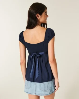 Top babydoll com laço em cetim fácil