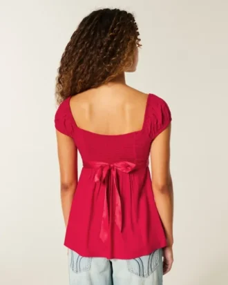 Top babydoll com laço em cetim fácil