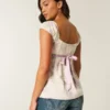 Top babydoll com laço em cetim fácil Top babydoll com laço em cetim fácil