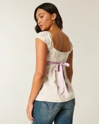 Top babydoll com laço em cetim fácil