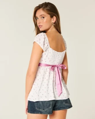 Top babydoll com laço em cetim fácil