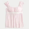 Top babydoll com laço em cetim fácil Top babydoll com laço em cetim fácil