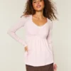 Top babydoll com mangas compridas e estampado
