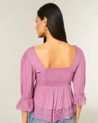 Top babydoll com mangas três quartos