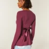 Top babydoll de manga comprida com frente cruzada