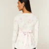 Top babydoll de manga comprida com frente cruzada