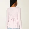 Top babydoll de manga comprida com pinças no peito