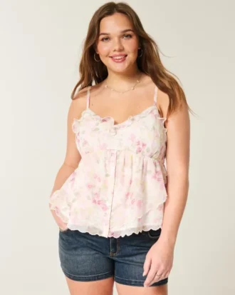 Top babydoll em chiffon fácil