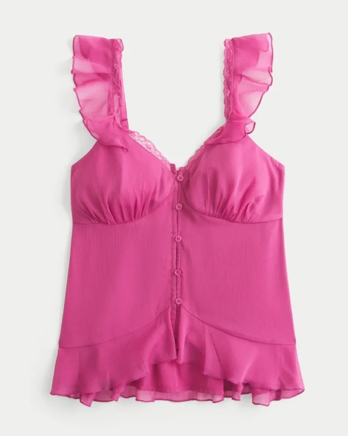 Top babydoll em chiffon fácil Top babydoll em chiffon fácil