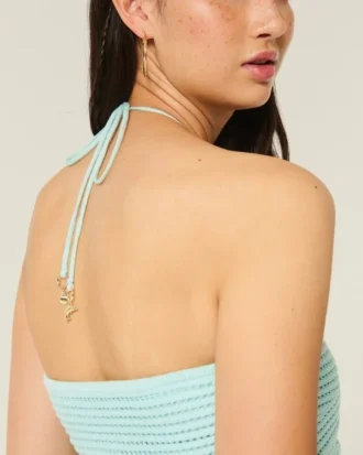 Top babydoll estilo croché sem alças
