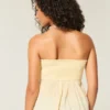 Top babydoll fácil sem alças em croché misto Top babydoll fácil sem alças em croché misto