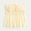 Top babydoll fácil sem alças em croché misto Top babydoll fácil sem alças em croché misto