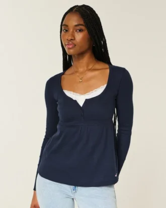 Top babydoll Henley com laço fácil