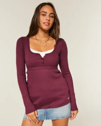 Top babydoll Henley com laço fácil