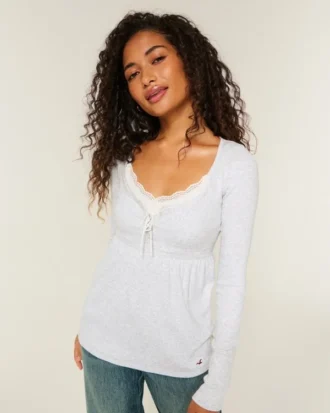 Top babydoll Henley com laço fácil
