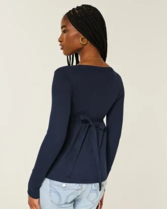 Top babydoll Henley com laço fácil