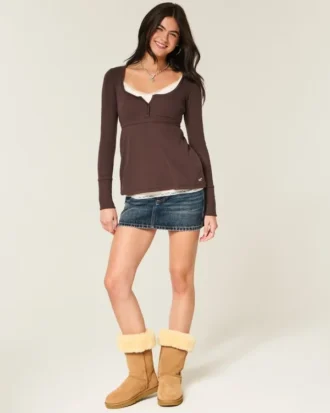 Top babydoll Henley com laço fácil