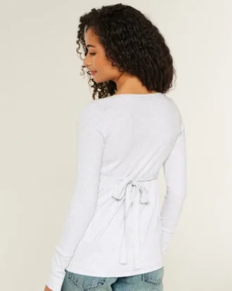 Top babydoll Henley com laço fácil