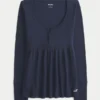 Top babydoll Henley com laço fácil