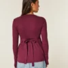 Top babydoll Henley com laço fácil Top babydoll Henley com laço fácil