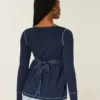Top babydoll Henley de manga comprida