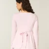 Top babydoll Henley de manga comprida