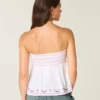 Top babydoll sem alças com bordado Top babydoll sem alças com bordado