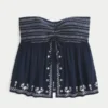 Top babydoll sem alças com bordado Top babydoll sem alças com bordado