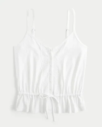 Top com peplum e detalhes em renda