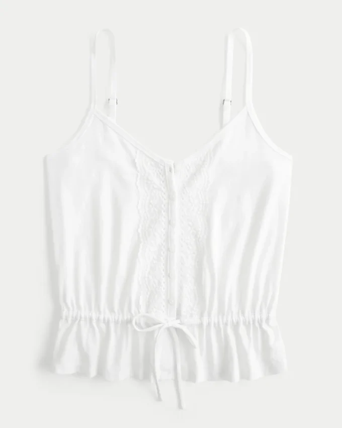 Top com peplum e detalhes em renda