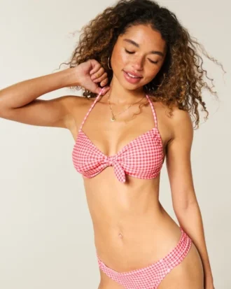 Top de biquíni bandeau com laço frontal