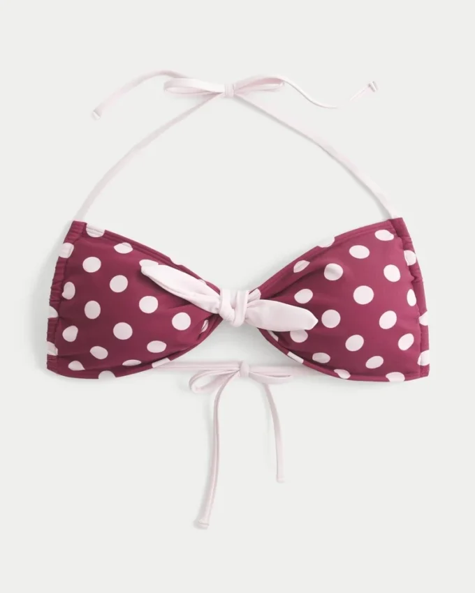 Top de biquíni bandeau com laço frontal