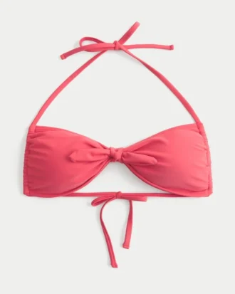Top de biquíni bandeau com laço frontal