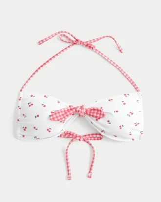 Top de biquíni bandeau com laço frontal