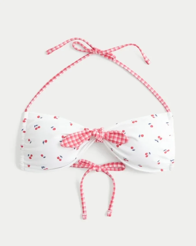 Top de biquíni bandeau com laço frontal