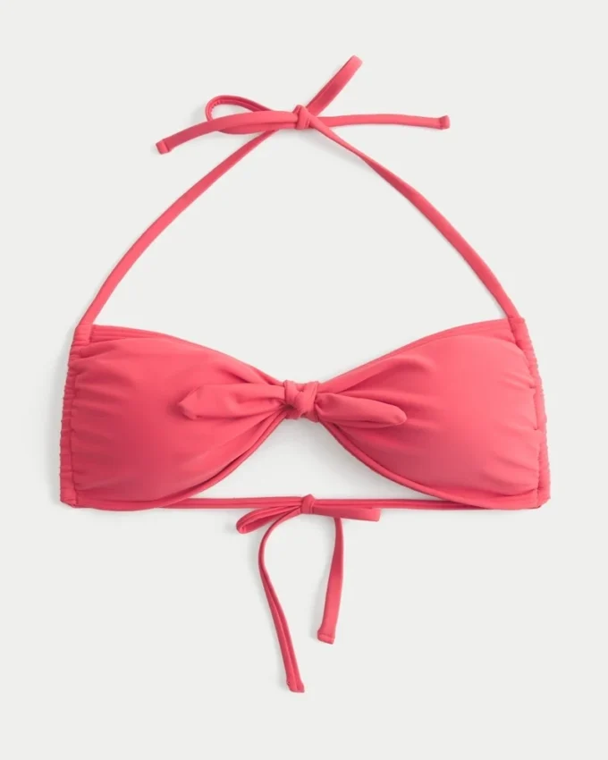 Top de biquíni bandeau com laço frontal