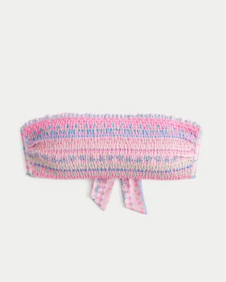 Top de biquíni bandeau com pregas