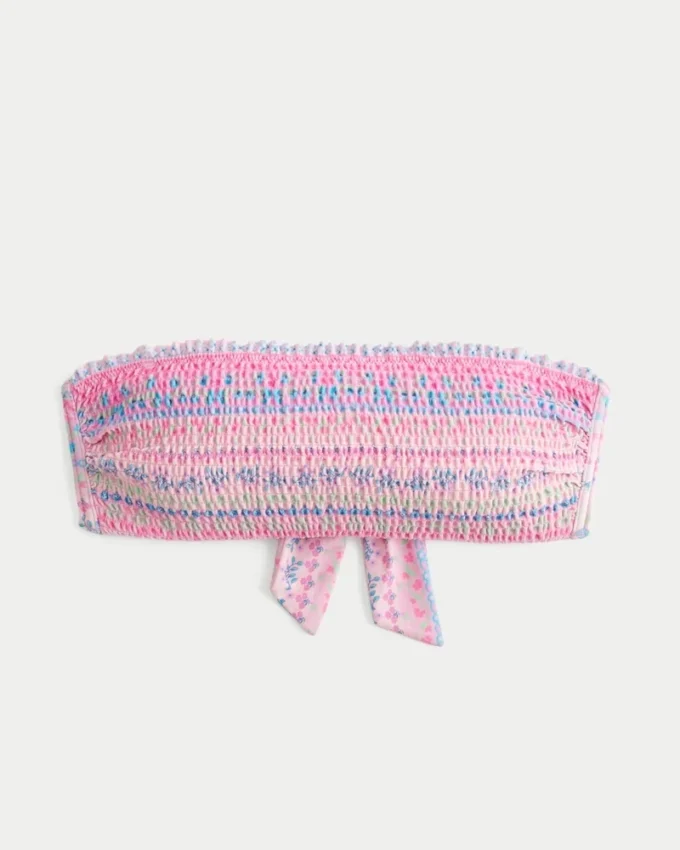 Top de biquíni bandeau com pregas
