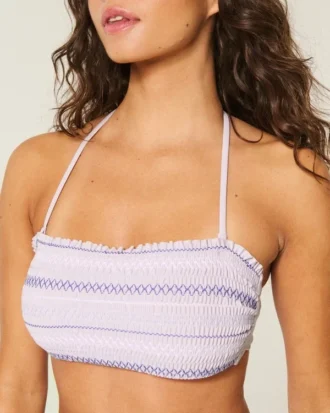 Top de biquíni bandeau com pregas