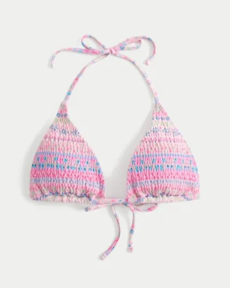 Top de biquíni triangular com alças e smock