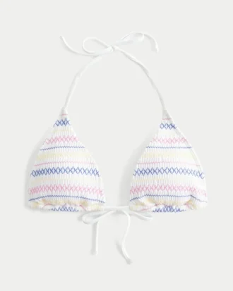 Top de biquíni triangular com alças e smock