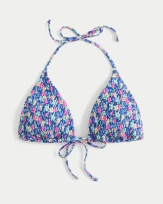 Top de biquíni triangular com alças e smock