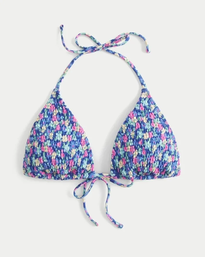 Top de biquíni triangular com alças e smock