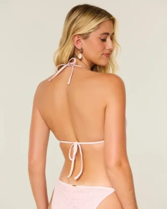 Top de biquíni triangular com lantejoulas estilo croché