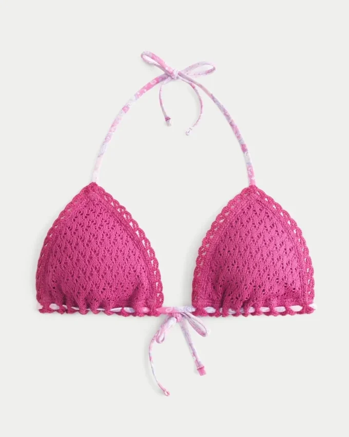 Top de biquíni triangular estilo croché